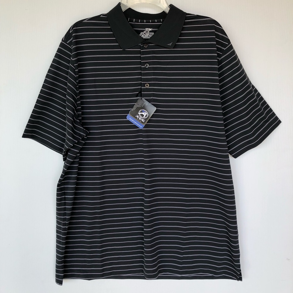 Ahead Gunmetal Gray and White Striped Polo